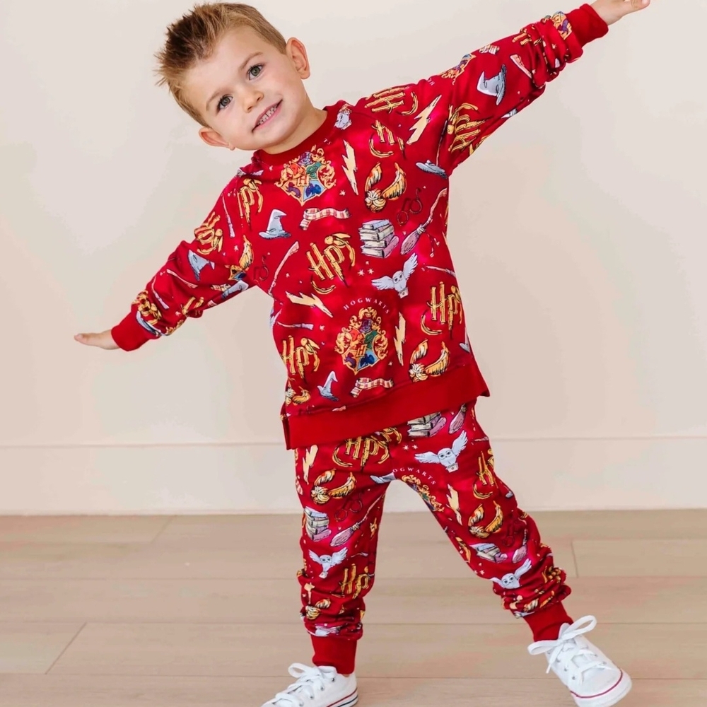 Warner Bros. Red Harry Potter Kids Jogger Set with Owl & Crest Motifs NWT